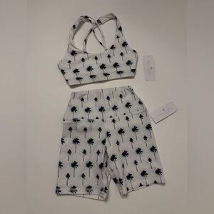 Spiritual Gangster White and Black Palm Tree Print Activewear Set